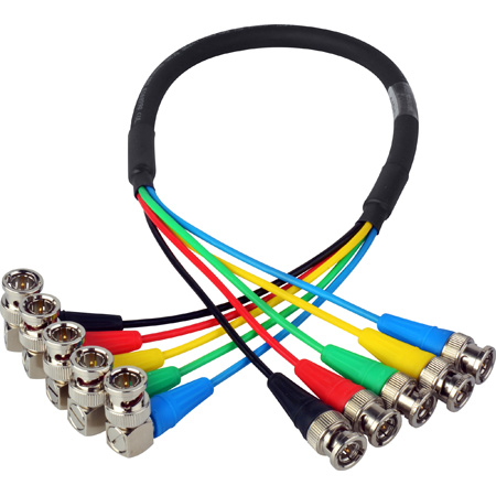 Get larger image of Laird 5-Channel Right Angle 6G-2K 1080i HD-SDI Video Monitoring Output Cable for AJA CION Camera - 6 Foot