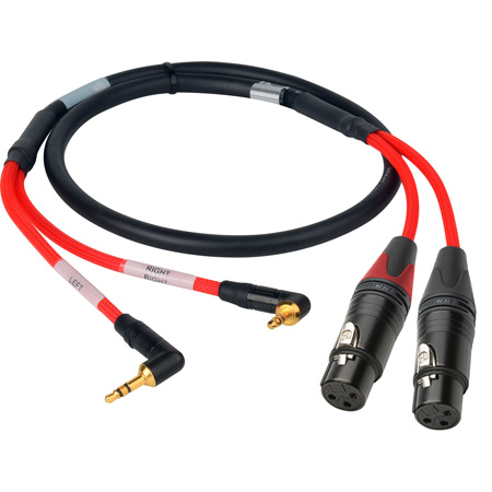 Get larger image of Laird RD1-2MPS2XF-2 2-Channel Stereo RA 3.5mm Male to XLR-F Red Camera Audio Input Cable - 2 Foot