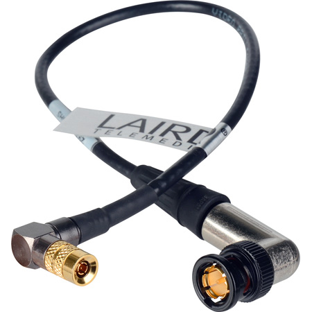 Get larger image of Laird 3G-SDI Right Angle DIN 1.0/2.3 to Right Angle BNC Video Adapter Cable - 1 Foot Black