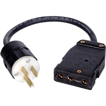 Get larger image of Laird BATE-HUB1 3-Prong 12/3 15-Amp AC Male to Female Stage Pin Connector Adapter Cable - 2 Foot