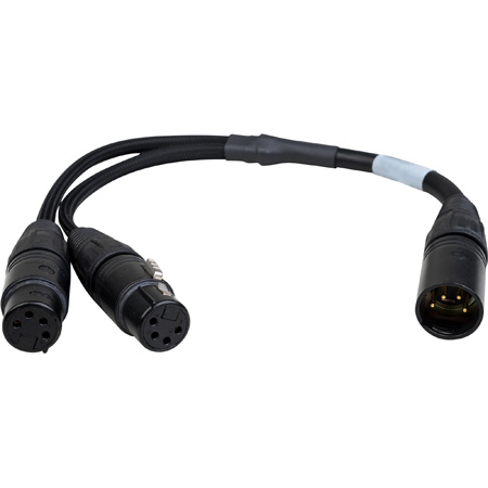 Get larger image of Laird XLR4M-2XLR4F XLR Power Y-Adapter 4-Pin XLR Male to 2 4-Pin XLR Females w/ 5 Inch Fanout